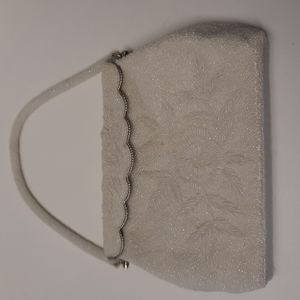 Vintage white beaded evening bag